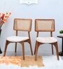 Lattice Teak Wood Dining Chair In Teak Gold Finish