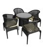 Launceston Wicker Table And Chair Set ( With 4 Chairs ) In Black Finish