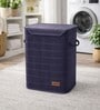 Navy Bamboo Laundry Basket with Lid