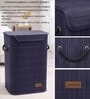 Navy Bamboo Laundry Basket with Lid