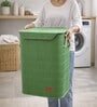 Green Bamboo Laundry Basket with Lid