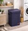 Navy Bamboo Laundry Basket with Lid