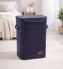 Navy Bamboo Laundry Basket with Lid