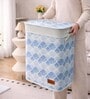 Blue Geometric Printed Bamboo Laundry Basket with Lid