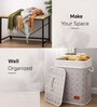 Cream Quatrefoil Printed Bamboo Laundry Basket with Lid