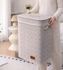 Cream Quatrefoil Printed Bamboo Laundry Basket with Lid