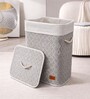 Cream Quatrefoil Printed Bamboo Laundry Basket with Lid