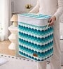 Blue Wave Printed Bamboo Laundry Basket with Lid