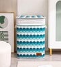 Blue Wave Printed Bamboo Laundry Basket with Lid