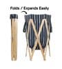 Blue Pattern Cloth Laundry Large Basket Bag with Foldable Wooden Stand Support