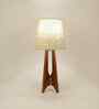 Laurent Brown Wooden Table Lamp with White Jute Lampshade