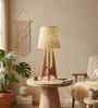 Laurent Brown Wooden Table Lamp with White Jute Lampshade