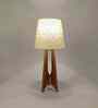 Laurent Brown Wooden Table Lamp with White Jute Lampshade
