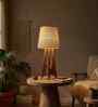 Laurent Brown Wooden Table Lamp with White Jute Lampshade