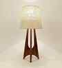Laurent Brown Wooden Table Lamp with White Jute Lampshade