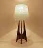 Laurent Brown Wooden Table Lamp with White Jute Lampshade