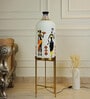 Laurentia White Glass Shade Tripod Floor Lamp With Foldable Metal Base