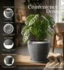 LAVA Grey 12 Inch German Polymer Round Plant Container With Saucer