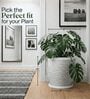 LAVA Marble White 12 Inch German Polymer Round Plant Container With Saucer