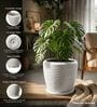 LAVA Marble White 12 Inch German Polymer Round Plant Container With Saucer