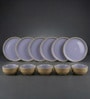 Lavendar And Cream Dinner Set 12 Peices,