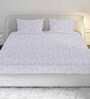 Lavendar Floral 210 TC Cotton King Bedsheet with 2 Pillow Covers