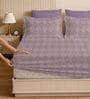 Lavender 280 TC Glace Cotton Fitted Bedsheet With Embossed Leaf Pattern