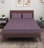 Lavender 280 TC Glace Cotton Fitted Bedsheet With Embossed Leaf Pattern