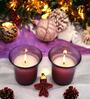 Lavender Aroma Purple Glass & Wax (Pack of 2) Glass Candles