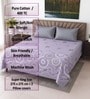 Lavender Floral 400 TC Super King Size Bedsheet with 2 Pillow Covers Luxury Series Collection