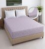 Lavender Floral 400 TC Cotton Queen Size Fitted Bedsheet With 2 Pillow Covers