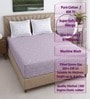 Lavender Floral 400 TC Cotton Queen Size Fitted Bedsheet With 2 Pillow Covers