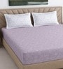 Lavender Floral 400 TC Cotton Queen Size Fitted Bedsheet With 2 Pillow Covers