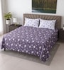 Lavender Floral 400 TC Cotton Super King Bedsheet with 2 Pillow Covers Luxury Series Collection