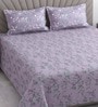 Lavender Floral 400 TC Cotton Superking Size Flat Bedsheet With 2 Pillow Covers