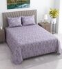 Lavender Floral 400 TC Cotton Superking Size Flat Bedsheet With 2 Pillow Covers