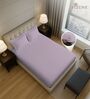 Lavender Frost Solid 400 TC Cotton Queen Sized Fitted sheet with 2 Pillow Covers