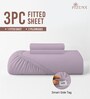 Lavender Frost Solid 400 TC Cotton Queen Sized Fitted sheet with 2 Pillow Covers