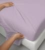 Lavender Frost Solid 400 TC Cotton Super King Sized Bedsheet with 4 Pillow Covers