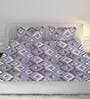 Lavender Geometric 210 TC Cotton Satin King Bedsheet with 2 Pillow Covers Artonic Collection