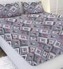 Lavender Geometric 210 TC Cotton Satin King Bedsheet with 2 Pillow Covers Artonic Collection