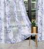 Lavender Polyester Floral 5ft Sheer Eyelet Window Curtain