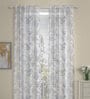White Polyester Floral 7 Ft Sheer Eyelet 2 Door Curtains