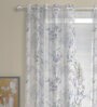 White Polyester Floral 7 Ft Sheer Eyelet 2 Door Curtains