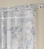 White Polyester Floral 7 Ft Sheer Eyelet 2 Door Curtains