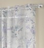 Lavender Floral Polyester 9 Ft Sheer Eyelet Door Curtains (Set of 2)