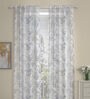 Lavender Floral Polyester 9 Ft Sheer Eyelet Door Curtains (Set of 2)