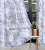 Lavender Polyester Floral 9ft Sheer Eyelet Long Door Curtain