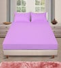 Lavender Solid 150 TC Glace Cotton Queen Sized Double Bedsheet with 2 Pillow Covers
