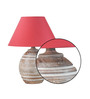 Ladder Maroon Cotton Shade Night Lamp With Wood Base